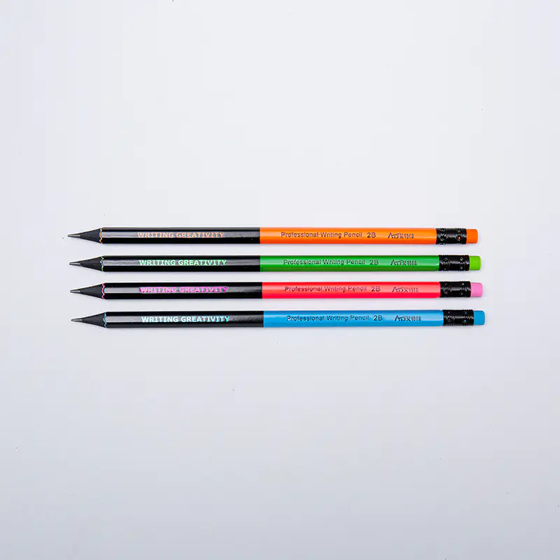 Professional Black Wood 2B Writing Pencils with Erasers