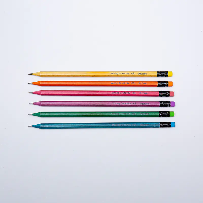 Color Wood HB Writing Pencils with Erasers