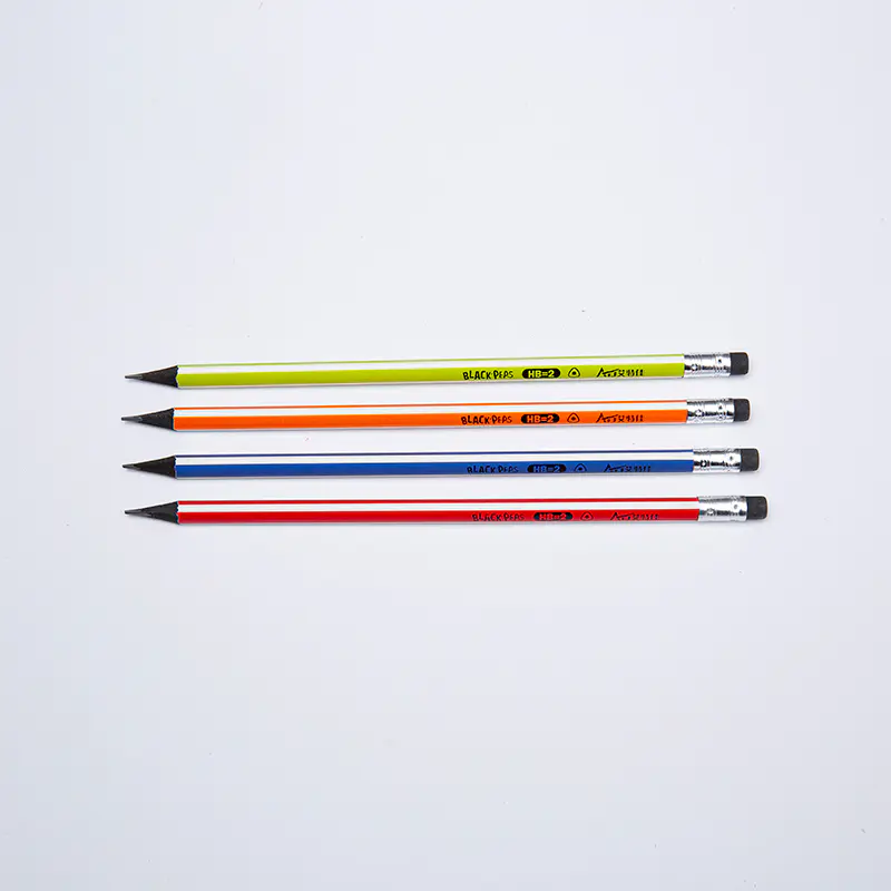 Black Wood HB Striped Graphite Pencils with Erasers