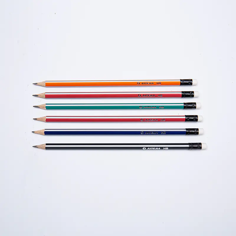 School Striped Graphite HB Pencils with Erasers