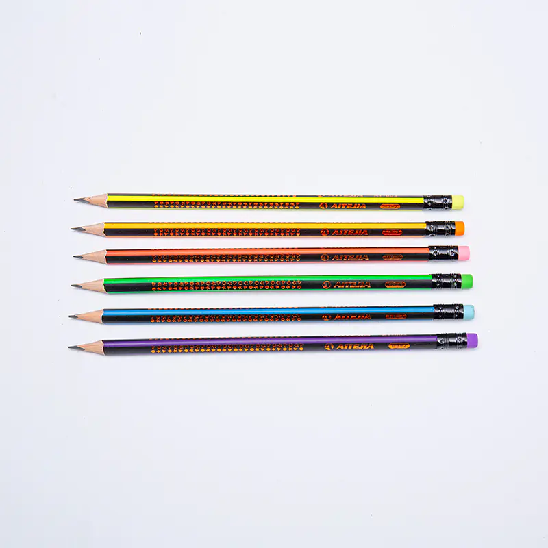 Non-Toxic Neon Stripe HB Graphite Pencil with Eraser