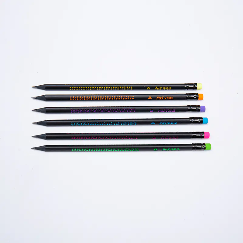 Triangle Black Wood Graphite Pencils with Erasers